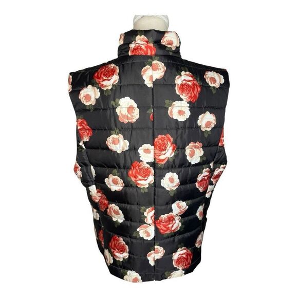 EUC LOFT Black Floral Puffer Vest, size XL - Picture 3 of 7